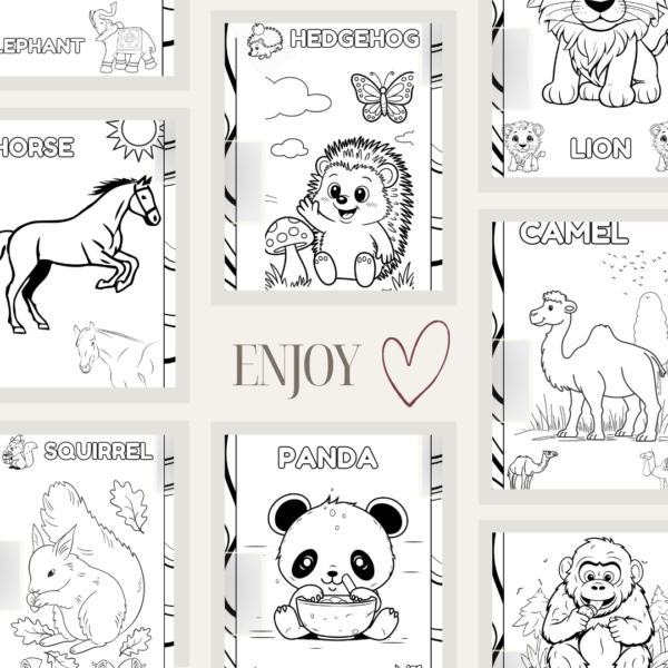 Animals Coloring Pages for Kids – Printable PDF | Learn & Color