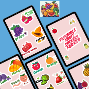🍓 Learn & Color – Printable Fruit Stickers for Kids (Digital PDF)