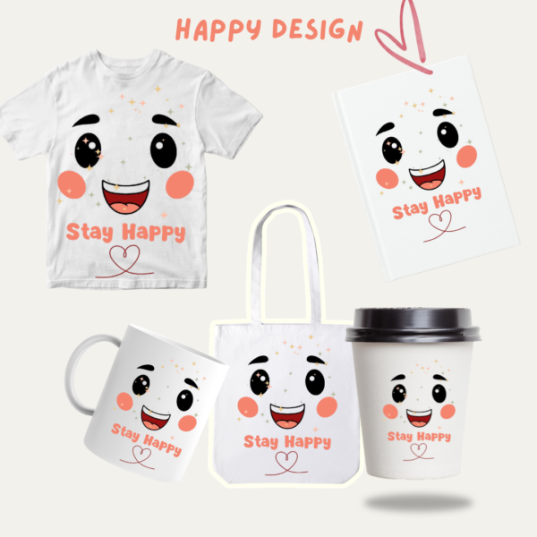 Stay Happy Cute Face T-Shirt Design for Kids – PNG Digital Download | Smiley Kids Design
